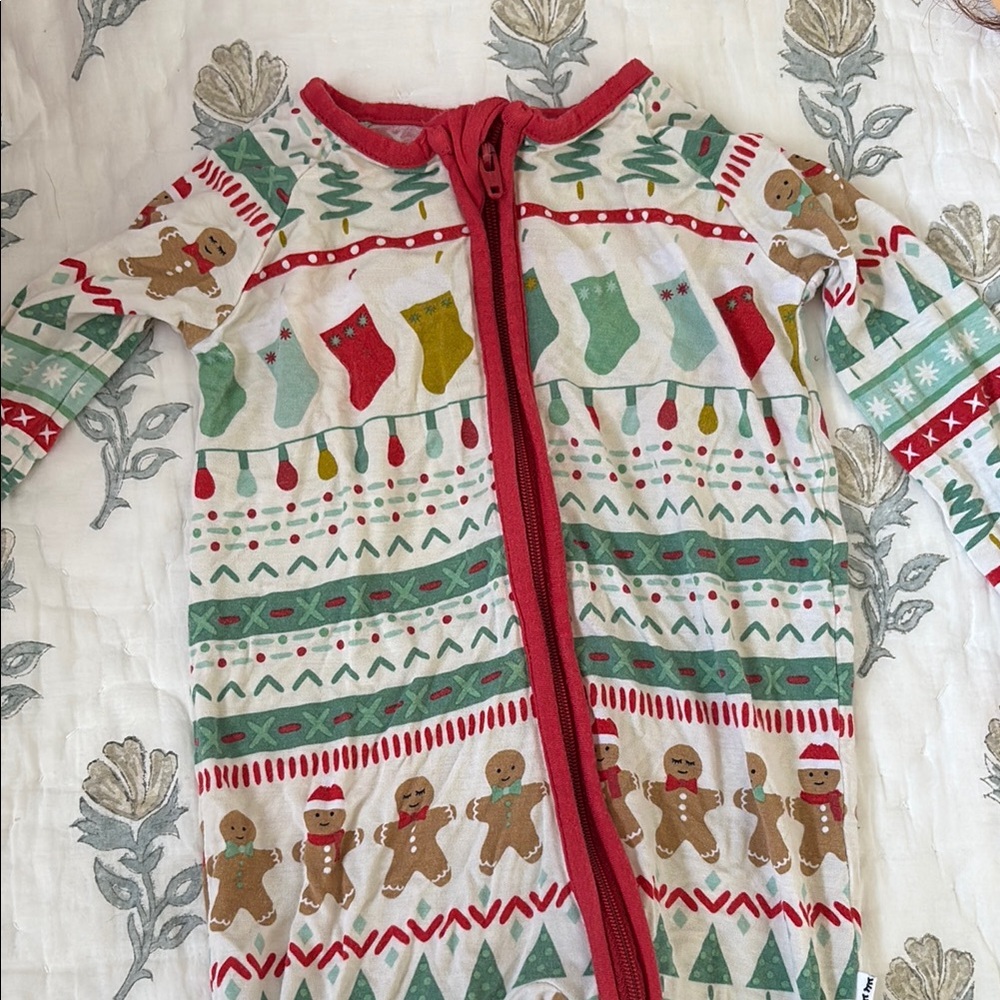 Little Sleepies Red and Green Baby Onesie